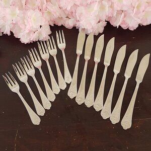 14pc Cake Forks and Butter Knife Set for 7, Marquil 18/10 Stainless Steel